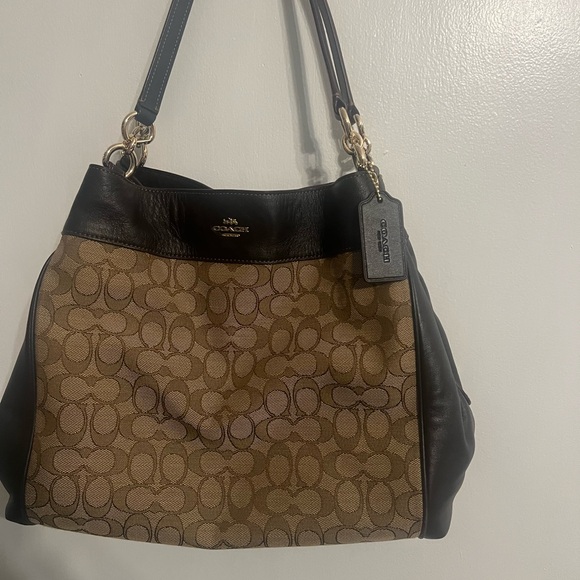Brown Coach Signature Fabric & Leather Bag - Picture 1 of 14